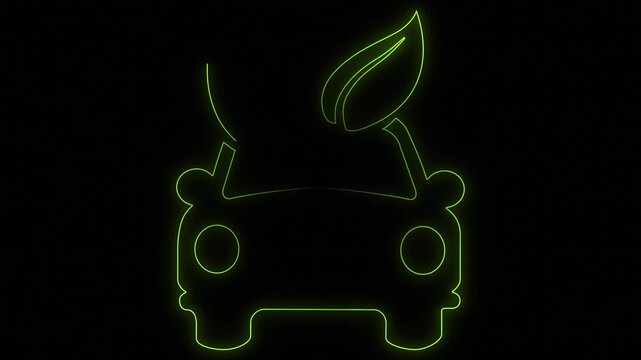 Green Eco Car 4K Motion Graphics Animated Sustainability Icon