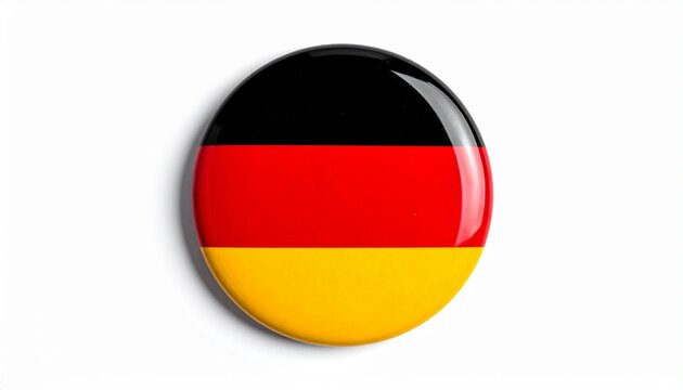 Round Glossy Germany Flag Pin Badge Button Isolated on White Background