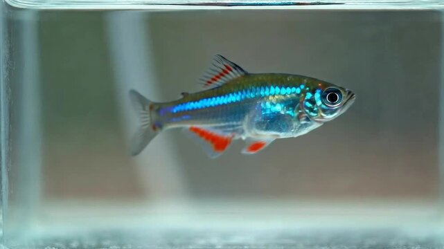 Artificial intelligence converting into a green neon tetra fish