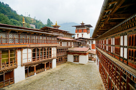 Bhutan, inside the Trongsa Dzong monastery in the high mountain, 
