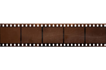 Fototapeta premium Brown vintage photographic film strip with five frames