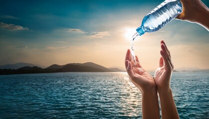 Fototapeta premium raise funds for clean water quench thirst social responsibility concept