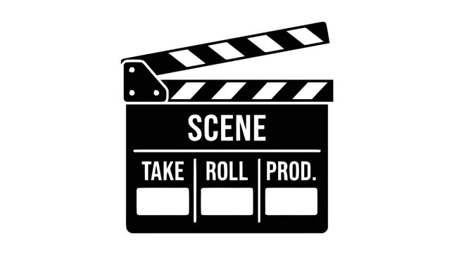 Vector illustration of detailed film clapper board icon on a transparent background