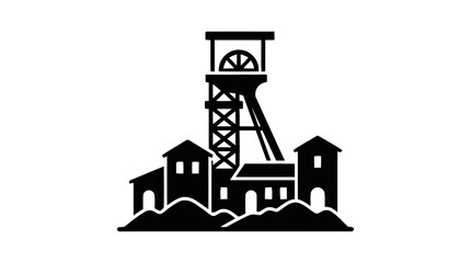Naklejka premium Vector illustration of coal mine headframe icon on a transparent background