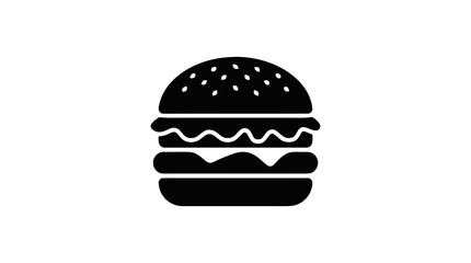 Fototapeta premium Vector illustration of black silhouette of a delicious cheeseburger on a transparent background