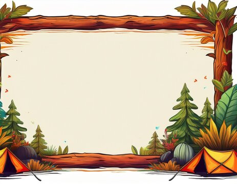 camping frame border emptypage whitebackground