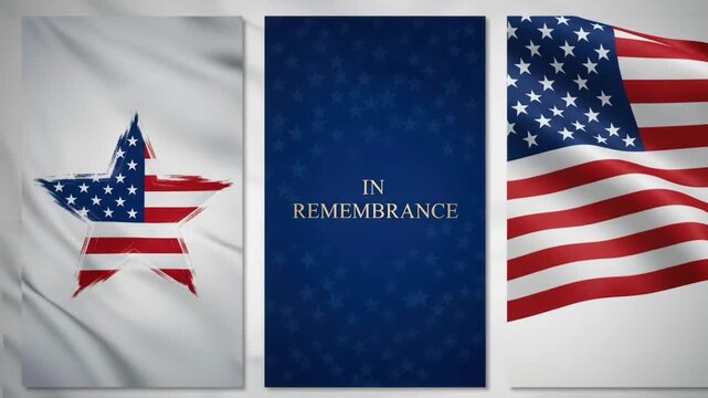 In remembrance patriotic graphic with american flag elements