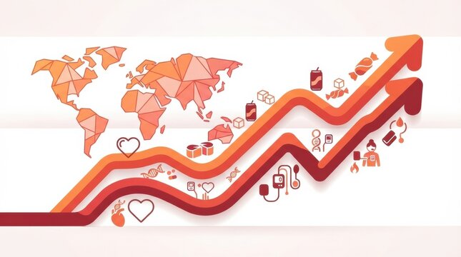 A rising trend in sugar consumption and its impact on health across the globe, highlighting nutrition and chronic issues.