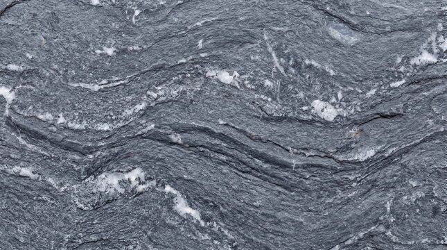 Detailed Macro Texture of Compressed Fine-Grain Grey Metamorphic Quartzite Slate with Quartz Inclusions