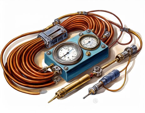 tensiometers measures cable tensions in control systems like those for flight control surfaces isolated on white background