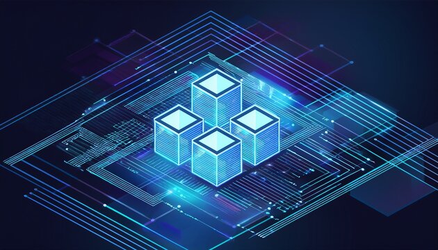 abstract geometric background with isometric digital blocks blockchain concept and modern technology