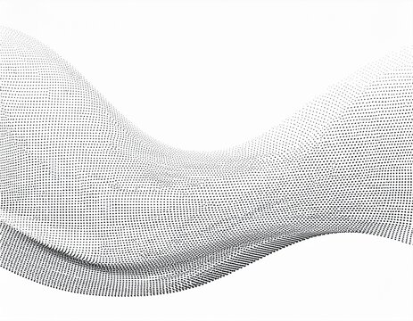 flowing dot wave pattern halftone curve shape isolated on a white background