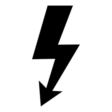 Downward pointing lightning bolt arrow shape for electric current direction energy power indicator vector illustration