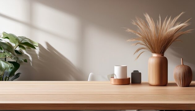 minimalist desktop background with wood accents and neutral dcor for professional studio concept