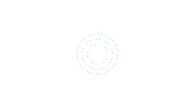 Blue binary code circular pattern on white background