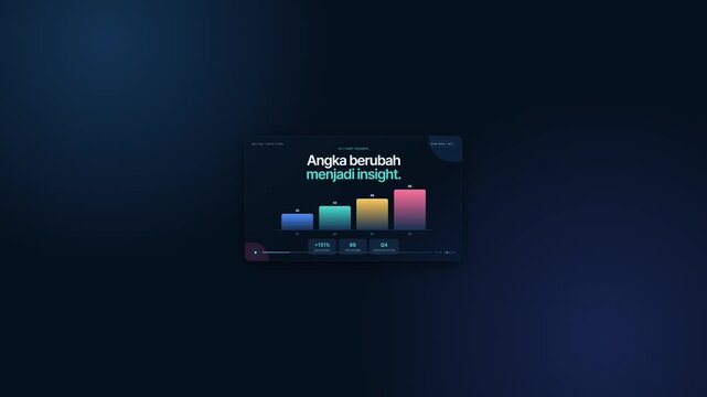Dark data dashboard UI card with circular icon.
