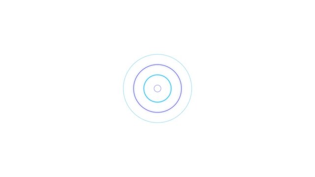 Minimalist blue concentric circles signal pulse on white background