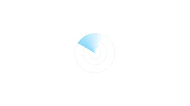 Minimalist blue sonar radar screen icon on white background