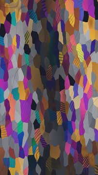 Crossed Polarized Light Mineral Grain Mosaic With Sweeping Extinction Bands Seamless Loop in bright teal tones vertical 9:16