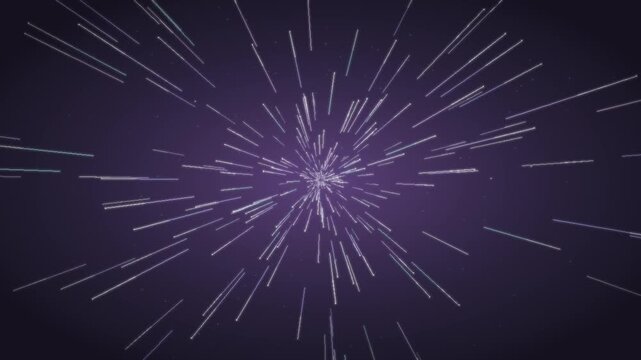 Warp speed hyperspace starfield flight seamless loop in rich violet tones