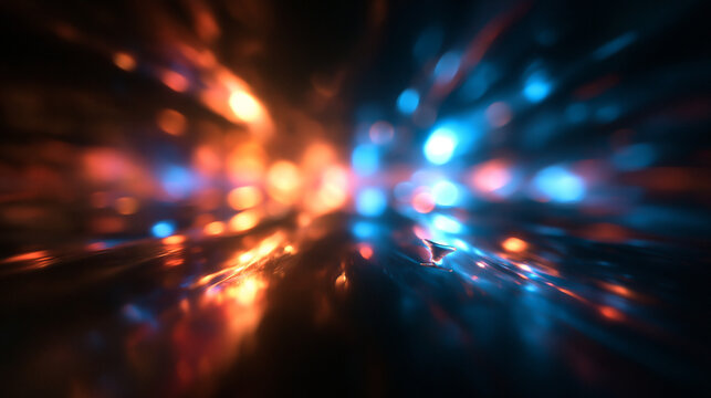 Abstract Futuristic Glowing Orange and Blue Neon Light Background