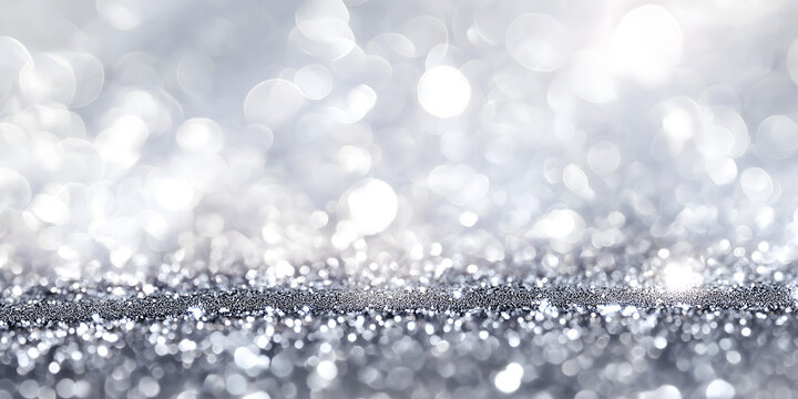 Sparkling Silver Bokeh Abstract Winter Background