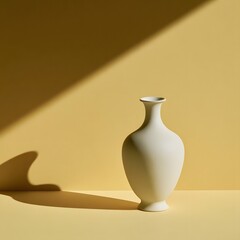 Fototapeta premium White porcelain vase with asymmetric shadow