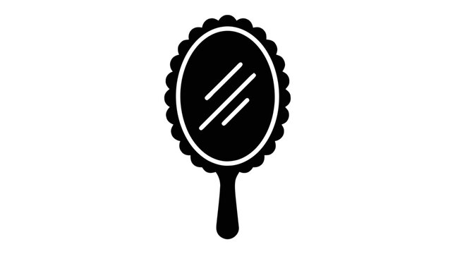Vector illustration of hand mirror icon, vintage style on a transparent background