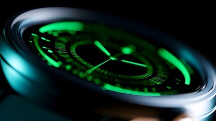 Obraz premium Modern sleek smartwatch interface with green metrics