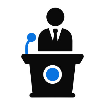 Public Speaker at Podium Icon for Business Presentation and Speech