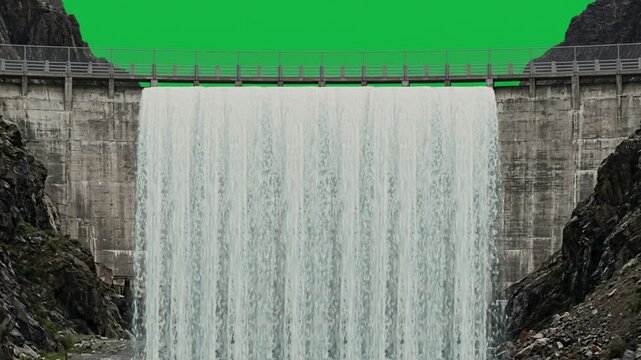 Water over dam animation green screen