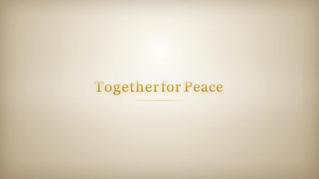 Animated typography showing Together for Peace merging into one word