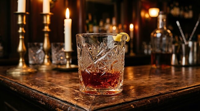 Sazerac Cocktail on Bar