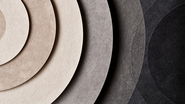 Layered Circular Textured Paper Background in Beige to Black