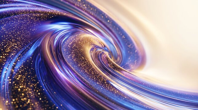 Abstract Swirling Liquid Background with Golden Glitter Particles