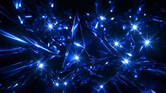 Glowing Blue Crystal Pyramid Abstract Futuristic Background