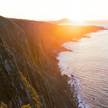 Beautiful Australian sunrise light over the ocean and horizon on the Fleurieu Peninsula in South Australia