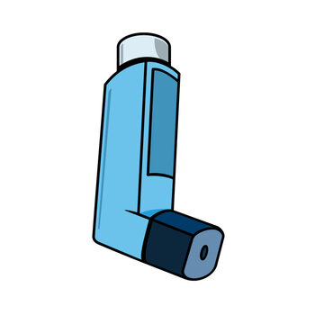 An asthma inhaler or asthma puffer icon in colour