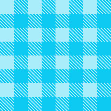Blue seamless gingham pattern repeating background texture vector