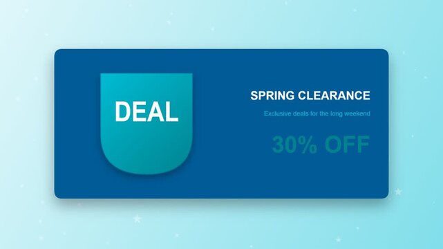 Spring clearance deal banner with thirty percent off discount for seasonal shopping promotion