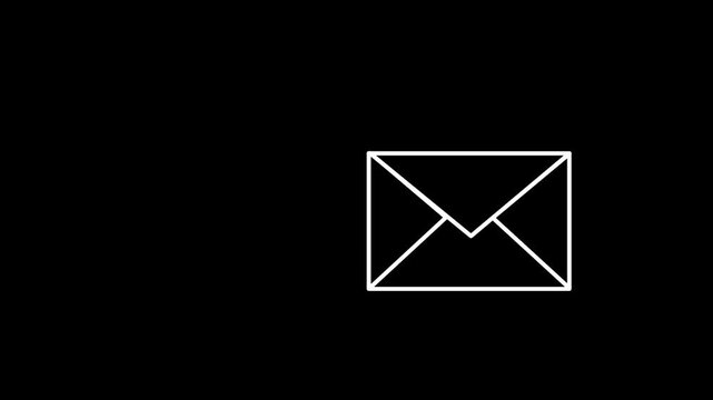 Animated envelope icon with speed lines on a black background. Represents sending email, fast messaging, communication, and digital delivery.