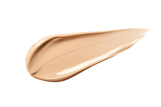 Smooth warm beige cosmetic cream swipe with glossy rounded left end