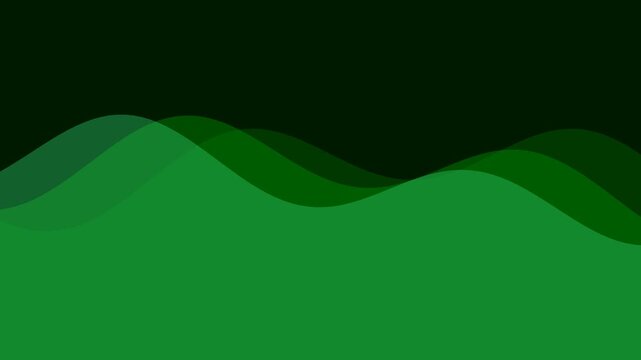 Abstract green molten emerald waves flowing smoothly on a black background in a seamless loop