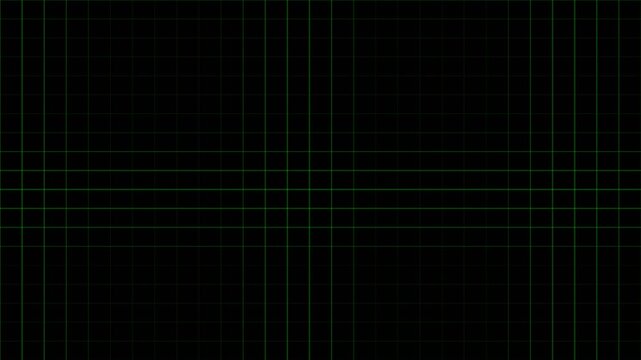 Abstract neon green grid lines rippling across a dark black background for technology concepts