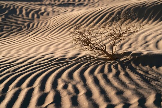 Wind-sculpted sand dune in harsh midday sun