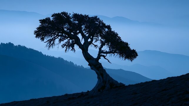 Ancient bristlecone pine at twilight