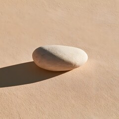 Fototapeta premium Minimalist zen composition of a single smooth river stone on pale sand