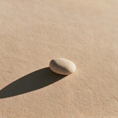 Fototapeta premium Minimalist zen composition of a single smooth river stone on pale sand