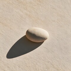 Fototapeta premium Minimalist zen composition of a single smooth river stone on pale sand