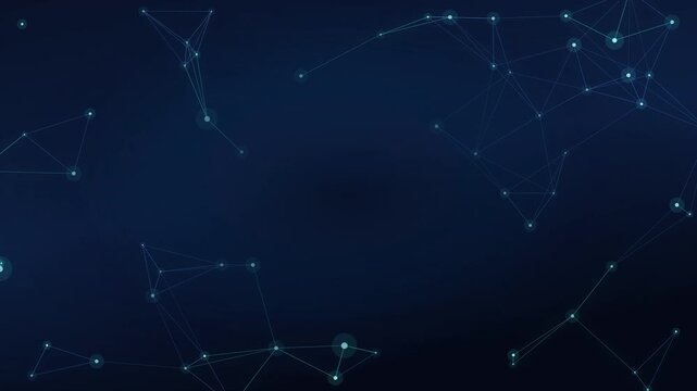 Abstract dark blue plexus background featuring glowing cyan connected particles and network lines